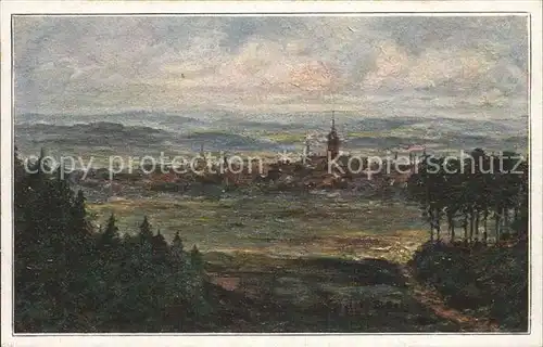 Falkenstein Vogtland Blick von Beerheide Kuenstlerkarte Kat. Falkenstein Vogtland