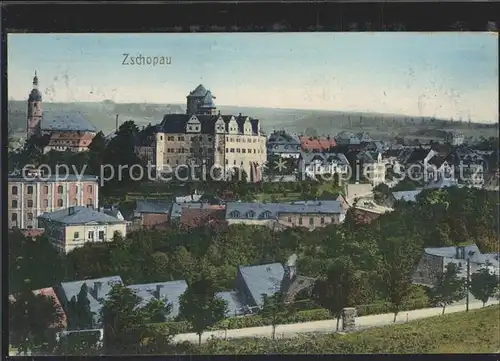 Zschopau Teilansicht mit Schloss und Kirche Kat. Zschopau