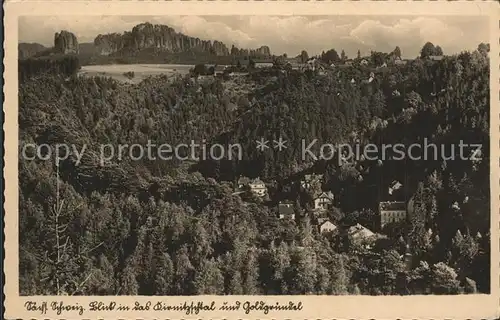 Kirnitzschtal Kirnitzschgrund Ostrau Falkenstein Hoher Torstein und Schrammsteine Kat. Kirnitzschtal