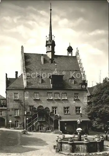 Poessneck Rathaus und Brunnen Kat. Poessneck