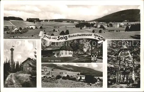 Saig Schwarzwald Panorama mit Hochfirst Turm In der Hiera Hierakreuz Kat. Lenzkirch