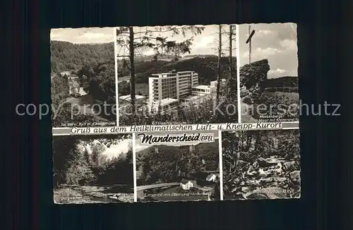 Manderscheid Eifel Kl Kylltal Heidsmuehle Eifelsanatorium Burgweiher Liesertal mit Ober und Niederburg Moosenberger Maar Wasserfall Kat. Manderscheid