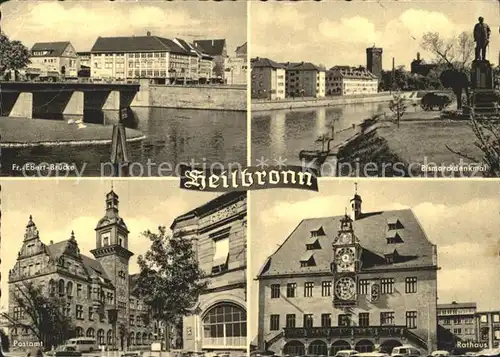 Heilbronn Neckar Friedrich Ebert Bruecke Bismarckdenkmal Postamt %ra Kat. Heilbronn