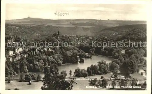 Greiz Thueringen Blick vom Weissen Kreuz Kat. Greiz