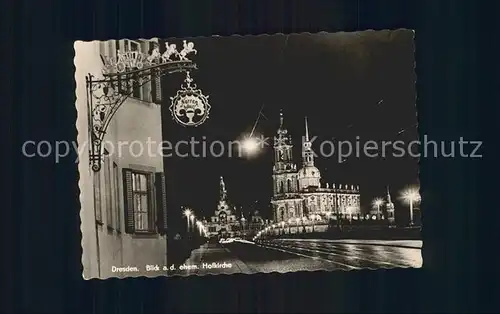 Dresden mit ehemaliger Hofkirche bei Nacht Kat. Dresden Elbe