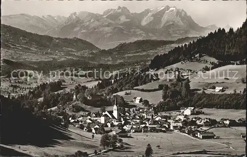 Oberstaufen Panorama mit Saentis und Altmann Kat. Oberstaufen