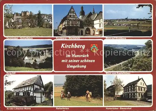 Kirchberg Hunsrueck Gemuenden Schlossblick Marktplatz Kirchberg Burg Dill Burg vom Kapleifelsen Loetscher Muehle Reiterferien Hunsruecker Bauernhof Kat. Kirchberg (Hunsrueck)