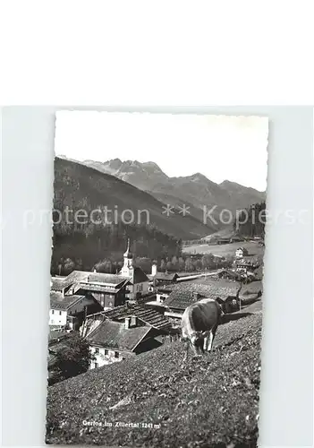 Gerlos Ortsansicht mit Kirche Kuh Alpen Kat. Gerlos