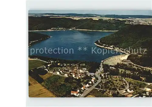 Waldeck Edersee Edertalsperre Sperrmauer Schloss Fliegeraufnahme Kat. Edertal