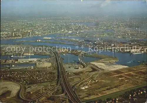 Hamburg Koehlandbruecke und Hafen Fliegeraufnahme Kat. Hamburg