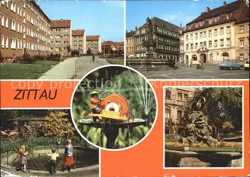 Zittau Neubaugebiet Herkulesbrunnen Schleifermaennel Brunnen Schwanenbrunnen Kat. Zittau