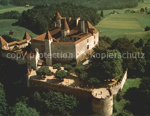 Gruyeres FR Le Chateau Fliegeraufnahme Kat. Gruyeres