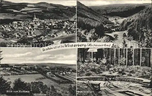 Winterberg Hochsauerland Blick vom Bobhaus Kurhaus Ruhrquelle Kat. Winterberg