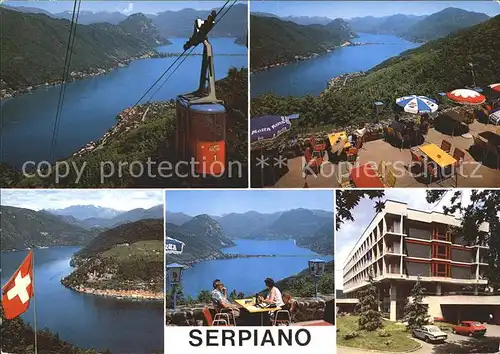 Serpiano TI Schwebebahn Kurhaus Terrasse Luganersee Morcote Melide San Salvatore Kat. Lugano