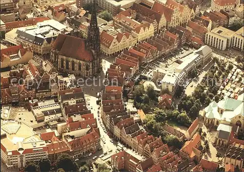 Muenster Westfalen Stadtzentrum St Lambertikirche Prinzipalmarkt Fliegeraufnahme Kat. Muenster