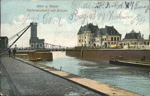 Koeln Rhein Hafeneinfahrt Bruecke  Kat. Koeln