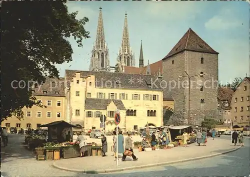 Regensburg Alter Kornmarkt Herzoghof Roemerturm Kat. Regensburg