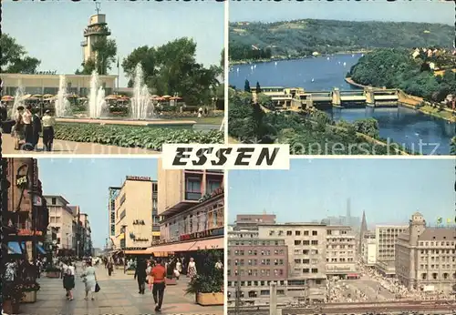 Essen Ruhr Fussgaengerzone Teilansicht Bruecke Brunnen Kat. Essen