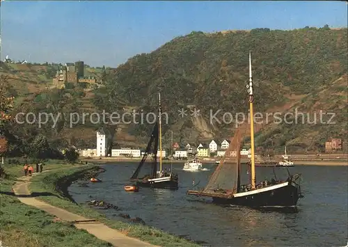 St Goar Burg Katz Boote Kat. Sankt Goar