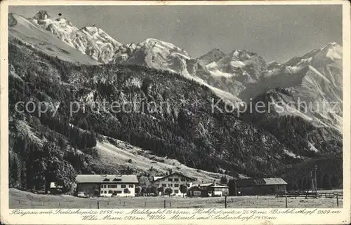 Birgsau mit Trettachspitze und Maedelegabel Kat. Oberstdorf