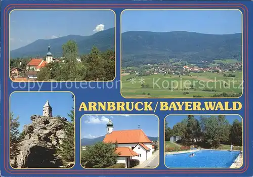 Arnbruck Kirche Panorama Burgturm Schwimmbad Kat. Arnbruck