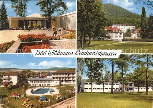 Reinhardshausen Wandelhalle Kurhotel Swimming Pool Parkanlagen Kat. Bad Wildungen