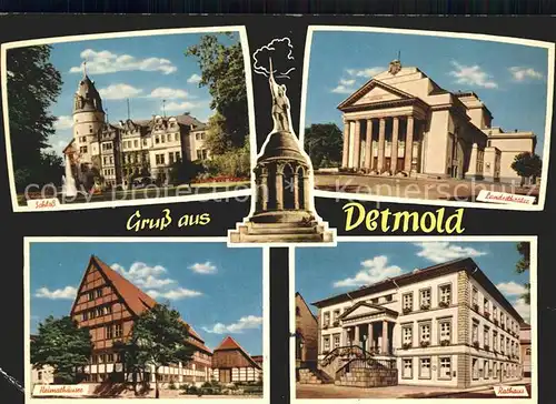 Detmold Schloss Landestheater Heimathaeuser Rathaus Denkmal Kat. Detmold