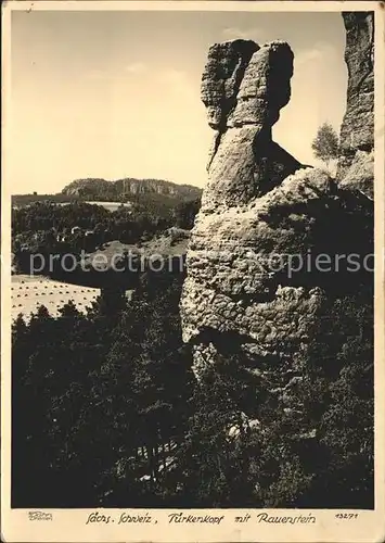 Bad Schandau Tuerkenkopf mit Rauenstein Felsen Kat. Bad Schandau