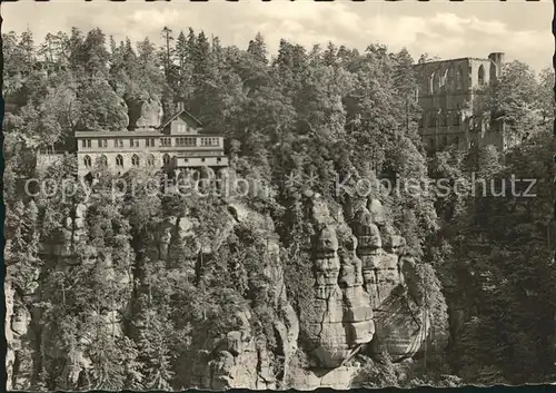 Oybin Bergwirtschaft Kirchruine am Berg Oybin Zittauer Gebirge Kat. Kurort Oybin