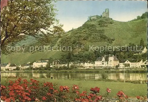 Bernkastel Kues mit Burgruine Landshut Moselpartie Kat. Bernkastel Kues