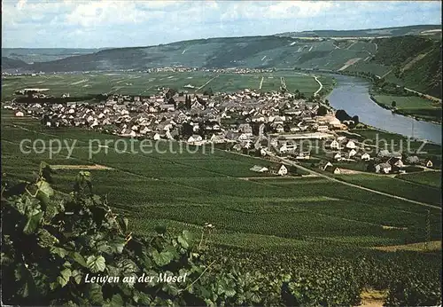 Leiwen Trier Saarburg Fliegeraufnahme mit Mosel Kat. Leiwen