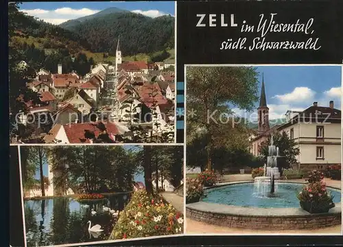 Zell Wiesental Brunnen Schwanenteich Kat. Zell im Wiesental