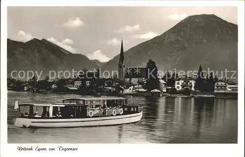 Rottach Egern Partie am Tegernsee Faehre Kirche Kat. Rottach Egern