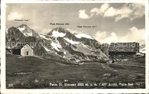 Passo San Giacomo Gebirgspass Alpen Berghuette Kat. San Giacomo Passo