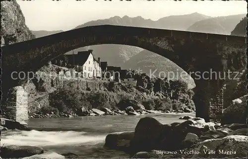 Bignasco Veccio Valle Maggia Ponte Bruecke Kat. Bignasco