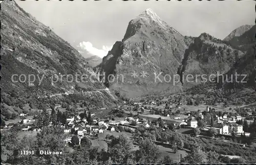 Olivone Gesamtansicht mit Alpenpanorama Kat. Olivone