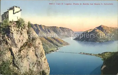 Lugano TI Monte San Salvatore Ponte di Melide Lago di Lugano Luganersee Kat. Lugano