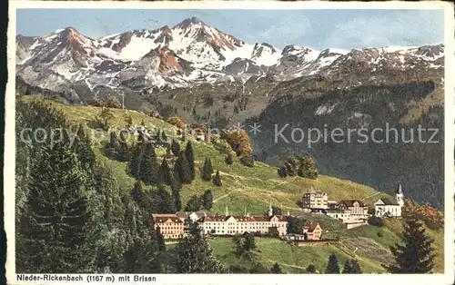 Niederrickenbach Ortsansicht mit Brisen Schweizer Voralpen Kat. Niederrickenbach