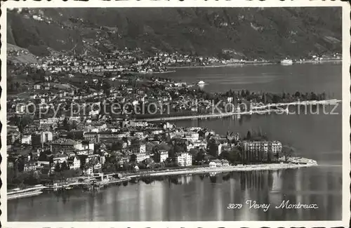 Vevey VD Fliegeraufnahme mit Montreux Kat. Vevey