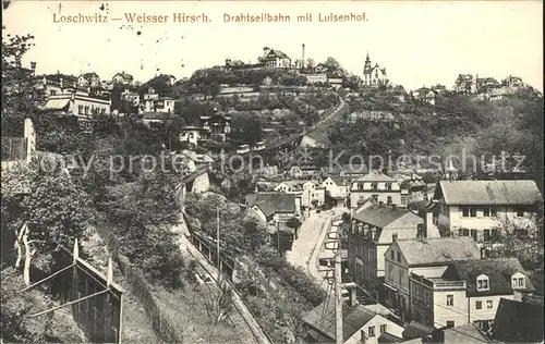 Loschwitz Weisser Hirsch Drahtseilbahn mit Hotel Luisenhof Kat. Dresden