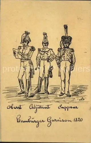 Hamburg Oberst Adjutant Chappeur Hamburger Garnison 1820 Zeichnung Kat. Hamburg