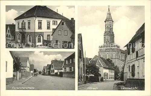 Moersch Rheinstetten Rathaus Karlsruher Strasse Lammstrasse Kirche Kat. Rheinstetten