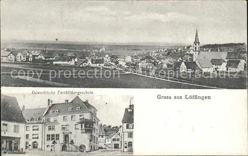 Loeffingen Panorama Gewerbl Fortbildungsschule Kat. Loeffingen