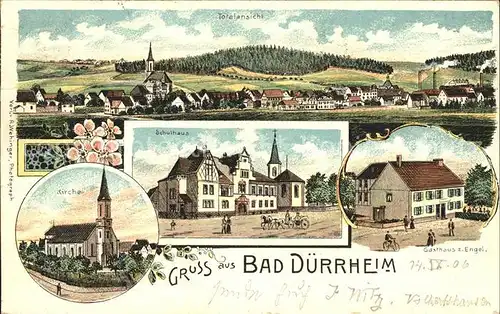 Bad Duerrheim Totalansicht Kirche Schulhaus Gasthaus Engel Kat. Bad Duerrheim