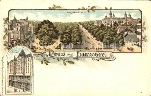 Hannover Herrenhaeuser Allee Residenz Basar Litho Reichspost Kat. Hannover