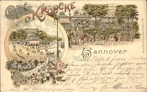 Hannover Cafe Kroepcke Litho Kat. Hannover