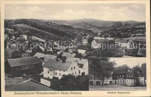 Hinterhermsdorf Panorama Gasthof Erbgericht Kat. Sebnitz