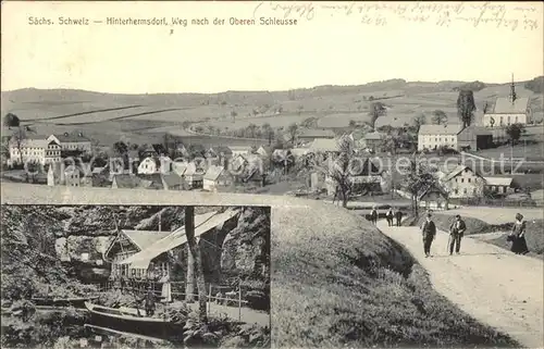 Hinterhermsdorf Teilansichten Weg zur Oberen Schleuse Kat. Sebnitz