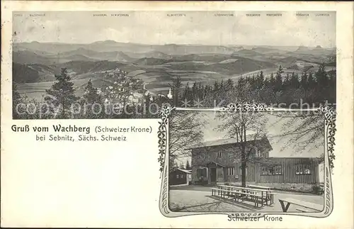 Sebnitz Wachenberg Schweizer Krone Panorama Kat. Sebnitz