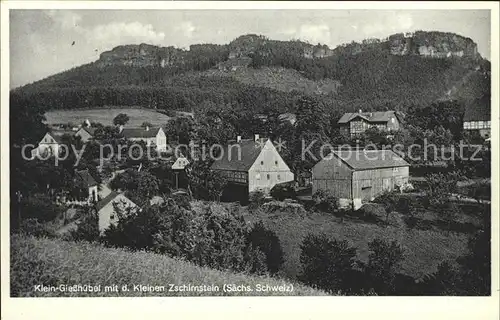 Kleingiesshuebel mit dem kleinen Zschirnstein Kat. Reinhardtsdorf Schoena